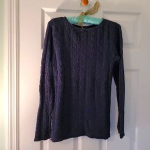 Lauren Jeans Co. Blue Cotton long sleeve cable knit sweater.   size Medium denim